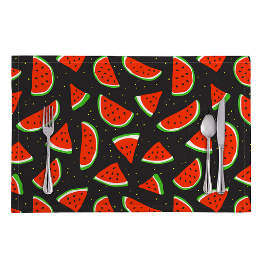 Black Cute Watermelon Pattern Print Placemat