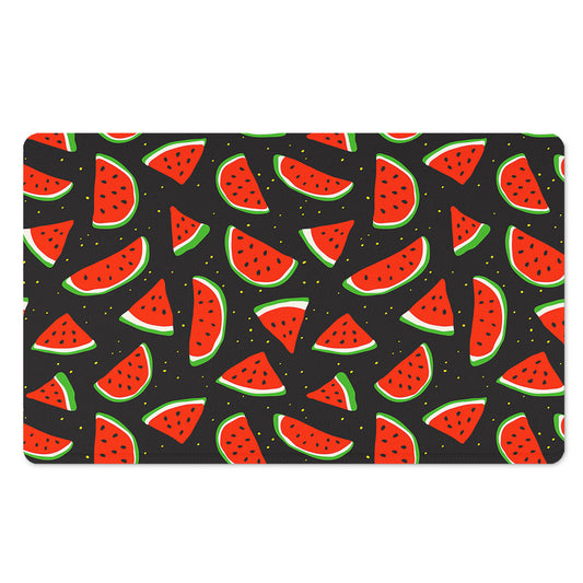 Black Cute Watermelon Pattern Print Polyester Doormat
