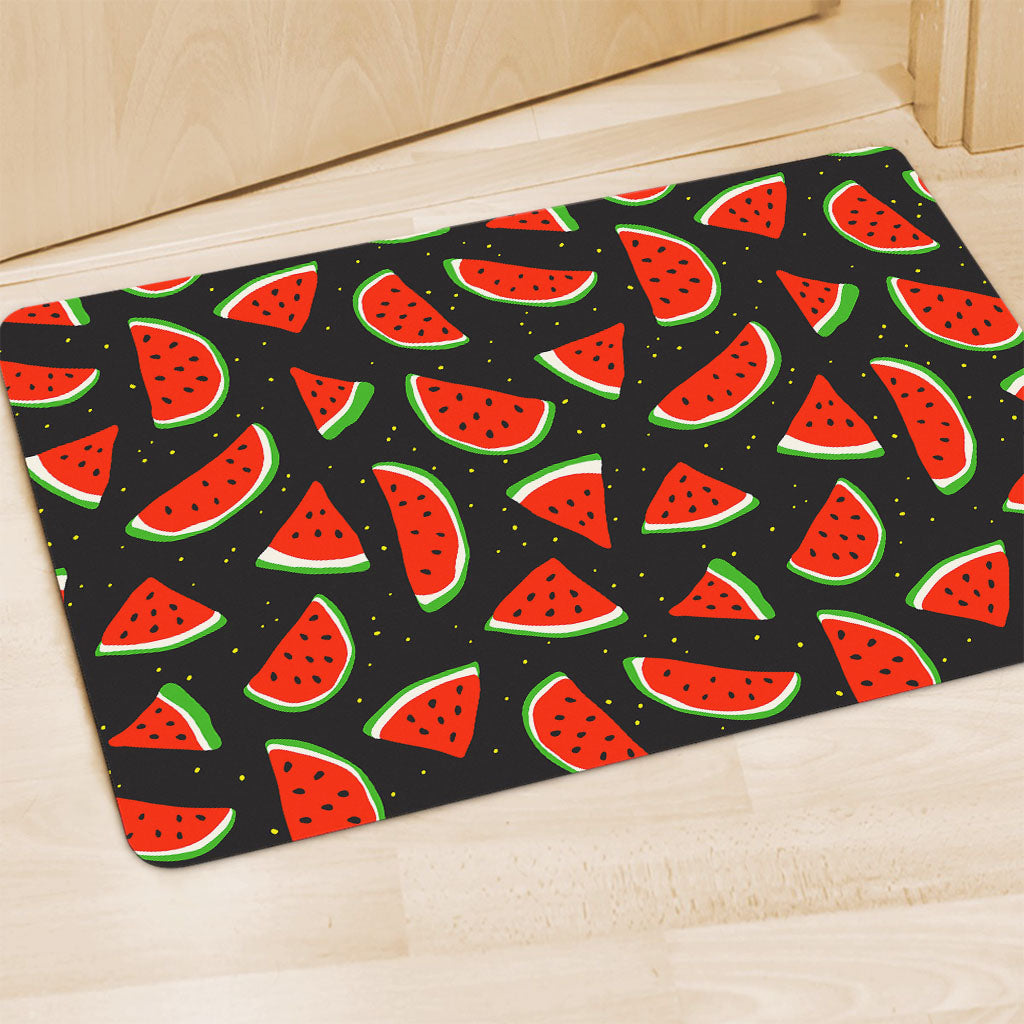 Black Cute Watermelon Pattern Print Polyester Doormat