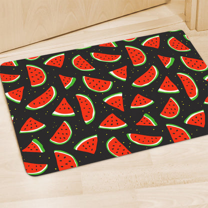 Black Cute Watermelon Pattern Print Polyester Doormat