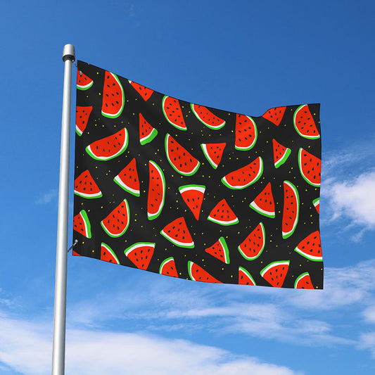 Black Cute Watermelon Pattern Print Polyester Flag