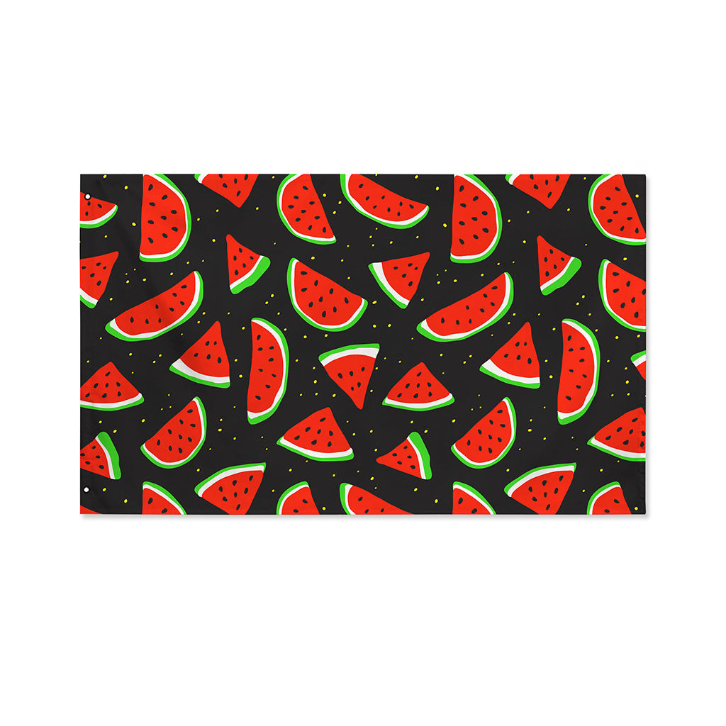 Black Cute Watermelon Pattern Print Polyester Flag