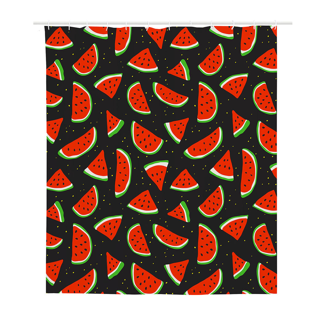 Black Cute Watermelon Pattern Print Polyester Shower Curtain