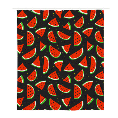 Black Cute Watermelon Pattern Print Polyester Shower Curtain