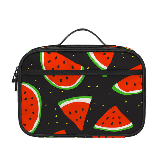 Black Cute Watermelon Pattern Print Portable Lunch Bag