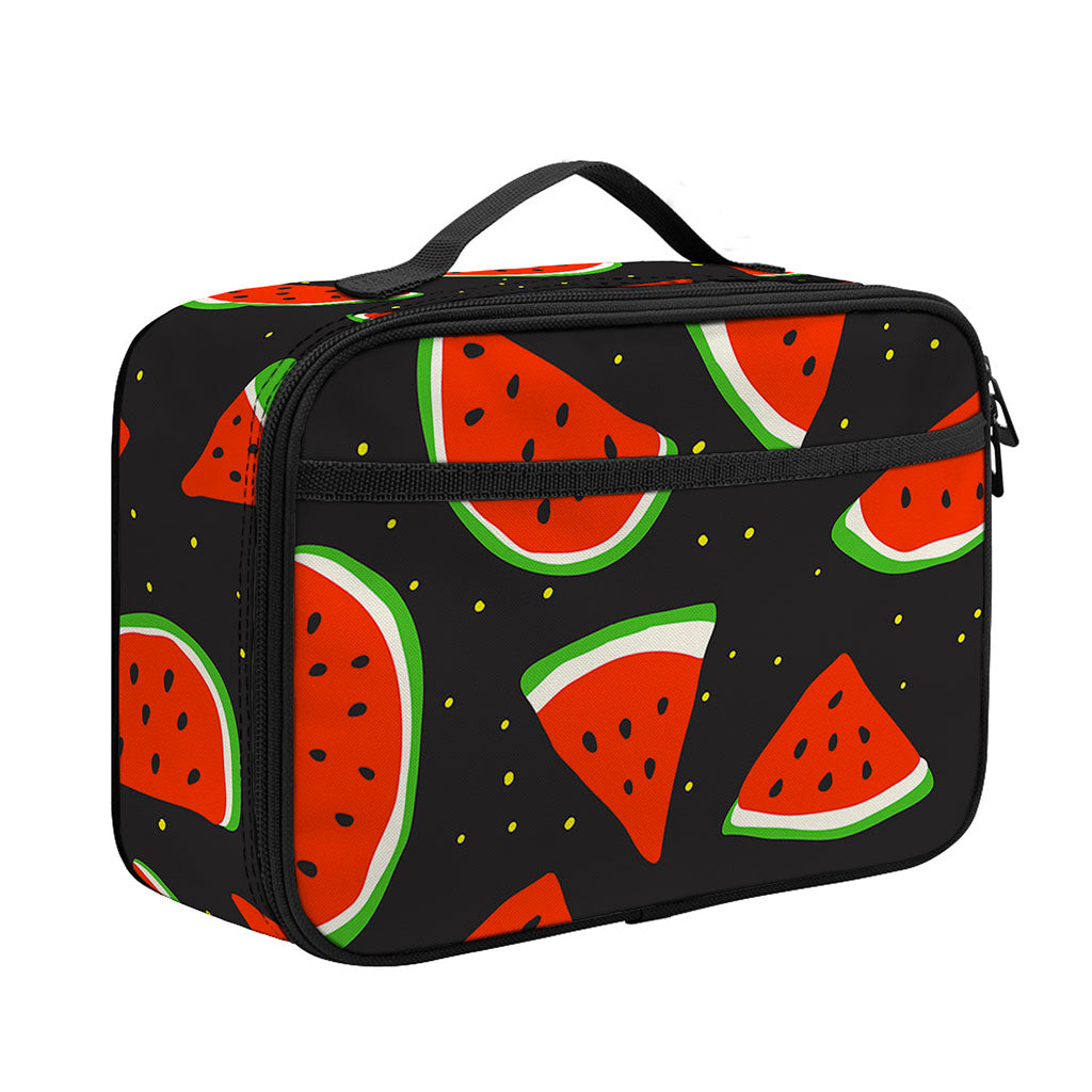 Black Cute Watermelon Pattern Print Portable Lunch Bag