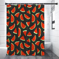 Black Cute Watermelon Pattern Print Premium Shower Curtain