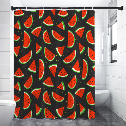 Black Cute Watermelon Pattern Print Premium Shower Curtain