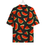 Black Cute Watermelon Pattern Print Rayon Hawaiian Shirt