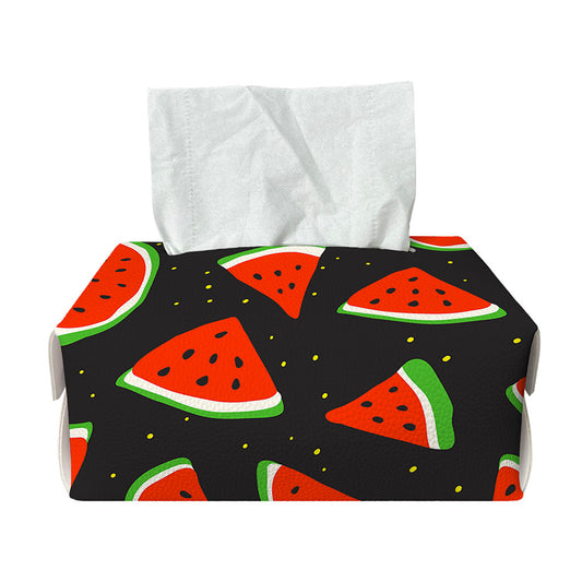 Black Cute Watermelon Pattern Print Rectangle Tissue Box Cover