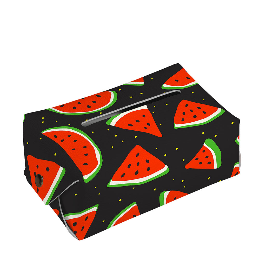 Black Cute Watermelon Pattern Print Rectangle Tissue Box Cover
