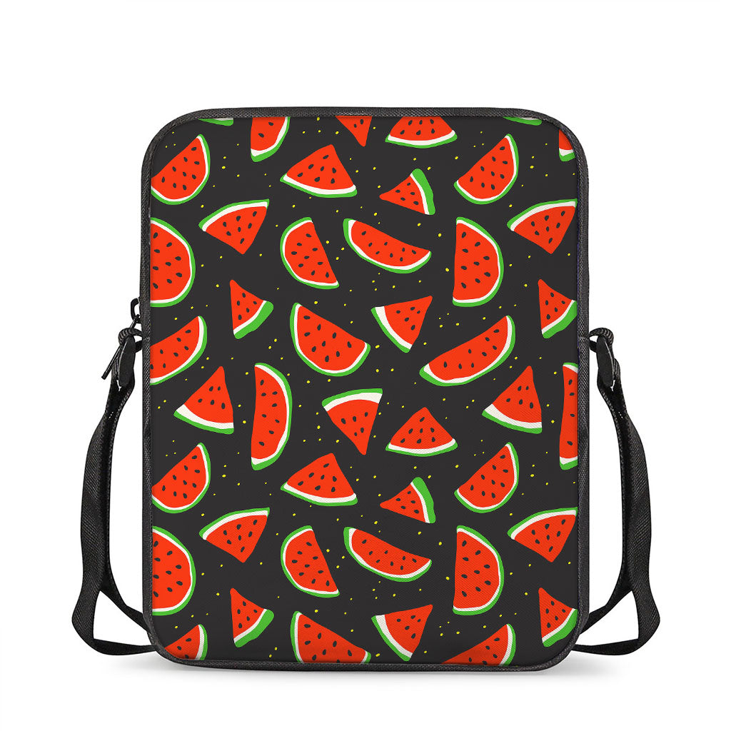 Black Cute Watermelon Pattern Print Rectangular Crossbody Bag