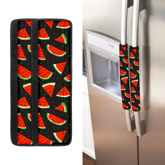 Black Cute Watermelon Pattern Print Refrigerator Handle Covers