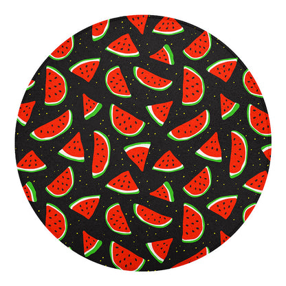 Black Cute Watermelon Pattern Print Round Blanket