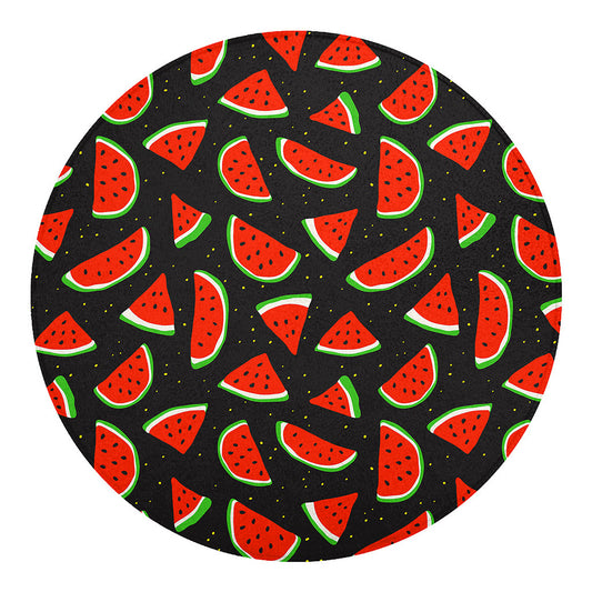 Black Cute Watermelon Pattern Print Round Blanket