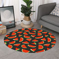 Black Cute Watermelon Pattern Print Round Rug