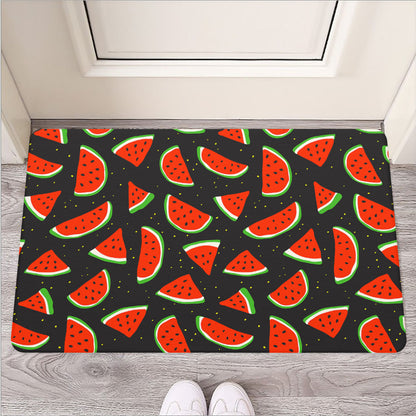 Black Cute Watermelon Pattern Print Rubber Doormat