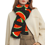 Black Cute Watermelon Pattern Print Scarf