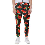 Black Cute Watermelon Pattern Print Scuba Joggers