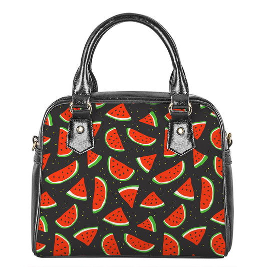 Black Cute Watermelon Pattern Print Shoulder Handbag