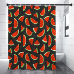 Black Cute Watermelon Pattern Print Shower Curtain