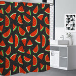 Black Cute Watermelon Pattern Print Shower Curtain