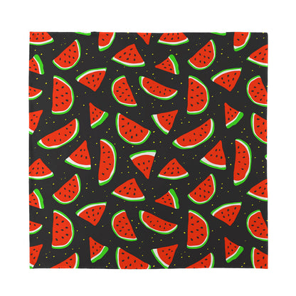 Black Cute Watermelon Pattern Print Silk Bandana