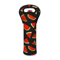 Black Cute Watermelon Pattern Print Single Neoprene Wine Tote