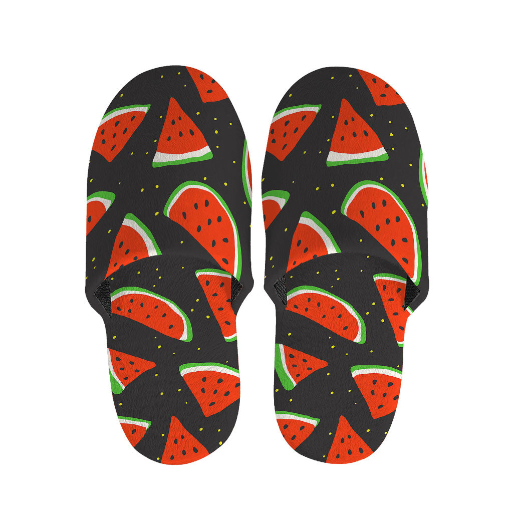 Black Cute Watermelon Pattern Print Slippers