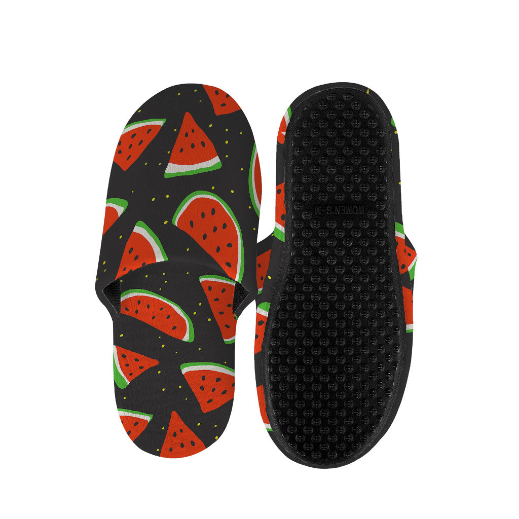 Black Cute Watermelon Pattern Print Slippers