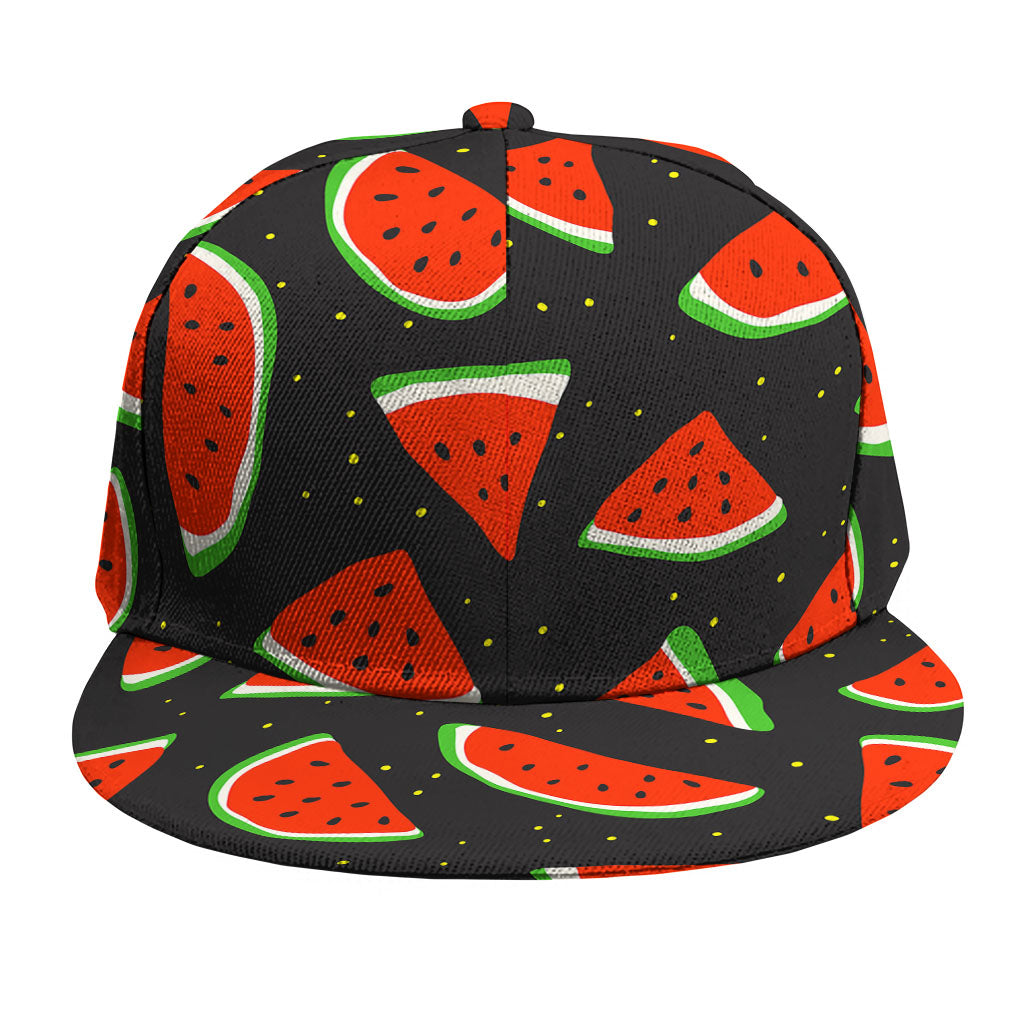 Black Cute Watermelon Pattern Print Snapback Cap