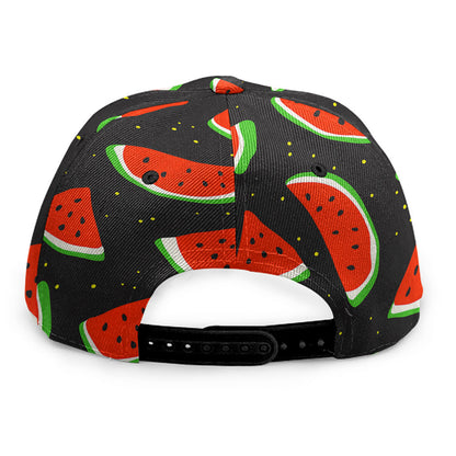 Black Cute Watermelon Pattern Print Snapback Cap