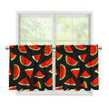 Black Cute Watermelon Pattern Print Tier Curtains