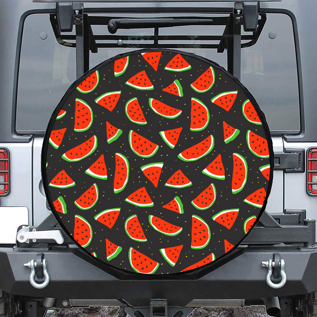 Black Cute Watermelon Pattern Print Tire Cover