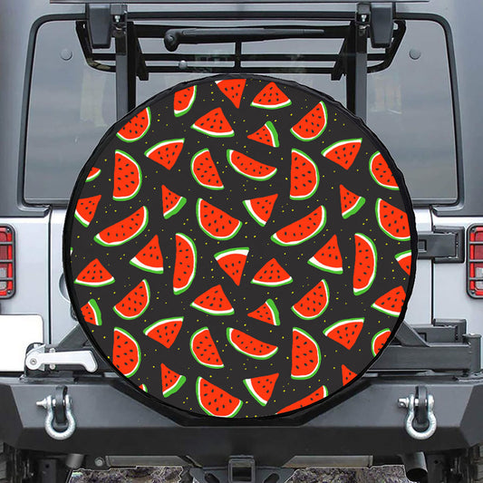 Black Cute Watermelon Pattern Print Tire Cover
