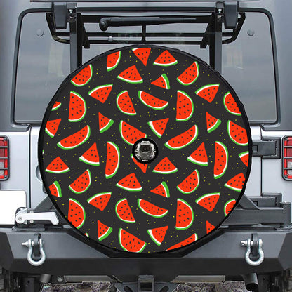 Black Cute Watermelon Pattern Print Tire Cover With Camera Hole