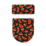 Black Cute Watermelon Pattern Print Toilet Lid And Tank Cover Set