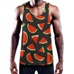 Black Cute Watermelon Pattern Print Training Tank Top