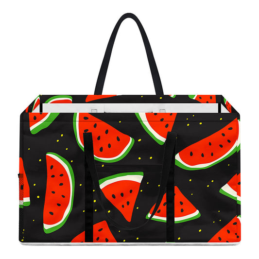 Black Cute Watermelon Pattern Print Utility Tote Bag