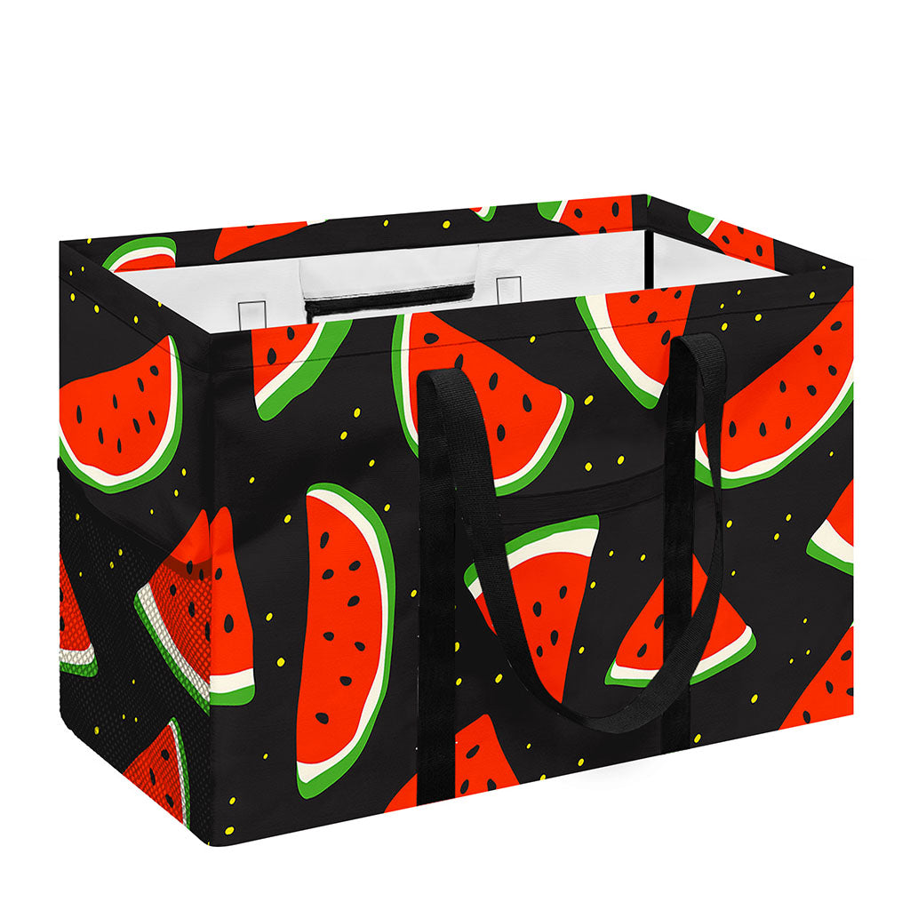 Black Cute Watermelon Pattern Print Utility Tote Bag