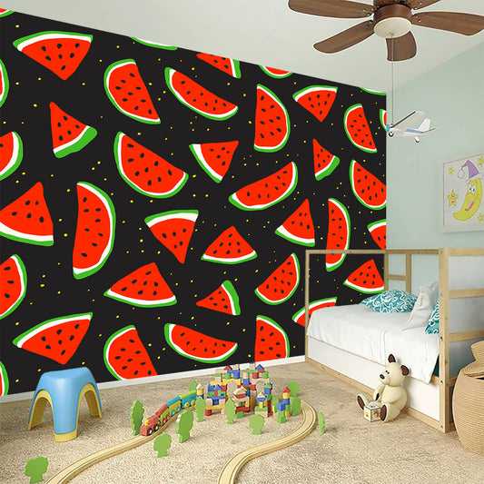 Black Cute Watermelon Pattern Print Wall Sticker