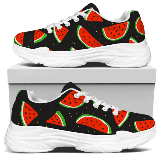 Black Cute Watermelon Pattern Print White Chunky Shoes