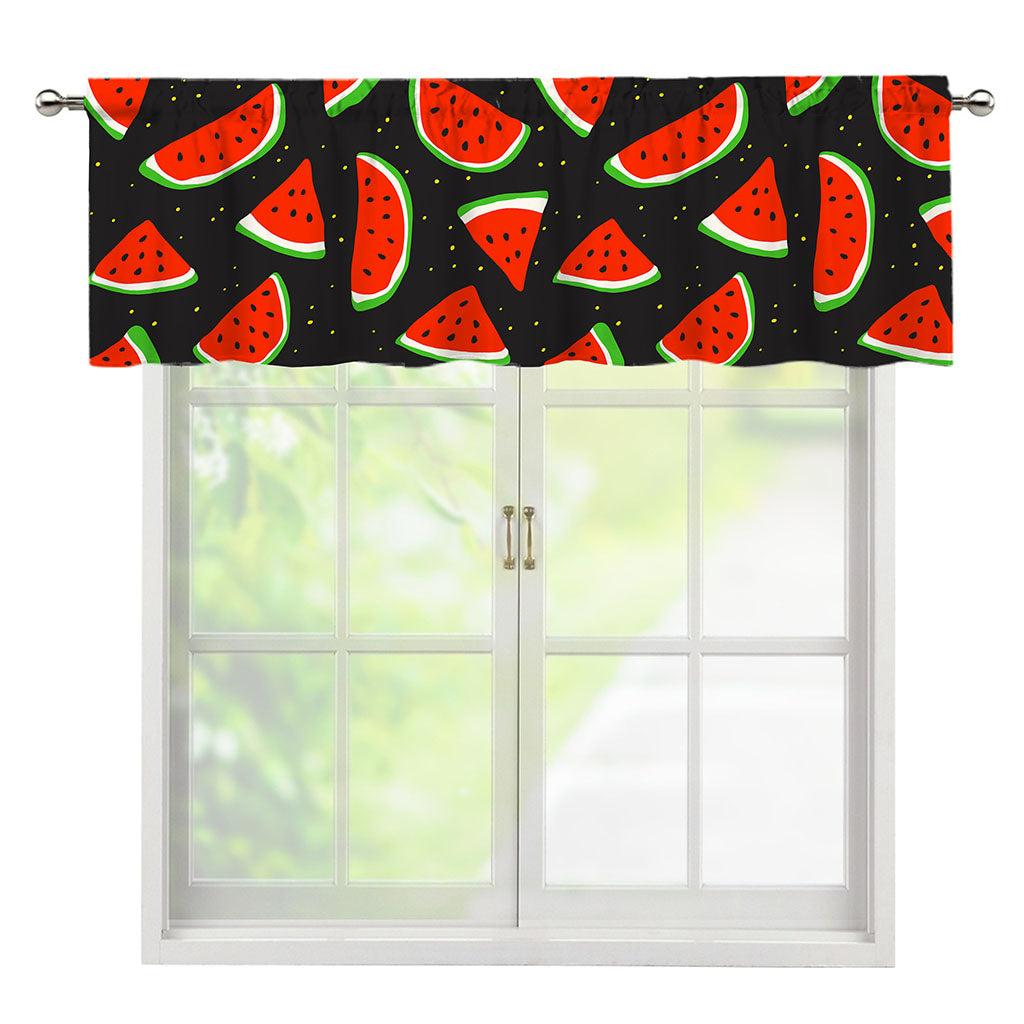Black Cute Watermelon Pattern Print Window Valance