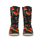 Black Cute Watermelon Pattern Print Winter Boots