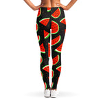 Black Cute Watermelon Pattern Print Women's Leggings