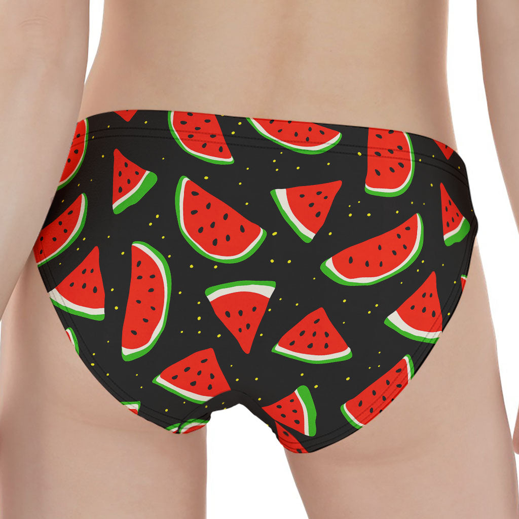 Black Cute Watermelon Pattern Print Women's Panties