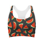 Black Cute Watermelon Pattern Print Women's Sports Bra