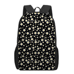 Black Daisy Floral Pattern Print 17 Inch Backpack