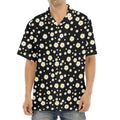 Black Daisy Floral Pattern Print Aloha Shirt