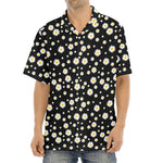 Black Daisy Floral Pattern Print Aloha Shirt
